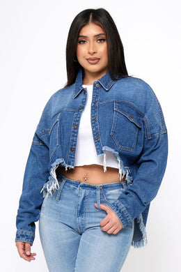 True Blue Crop Shacket