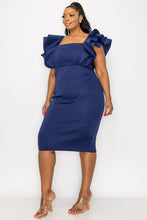 Load image into Gallery viewer, Curvy Fluttered Sleeve BodyCon Dress