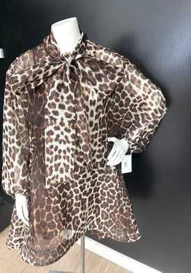 Leopard NeckTie Dress