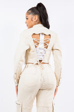 Load image into Gallery viewer, Curvy Laced Back Cropped Jacket