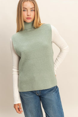 Sage Sleeveless Turtleneck