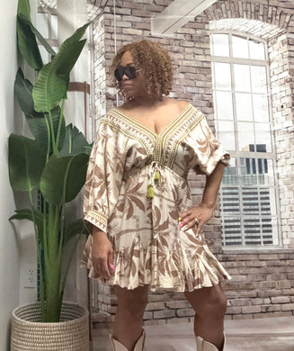 Dolman Sleeve Waist Tie Dress