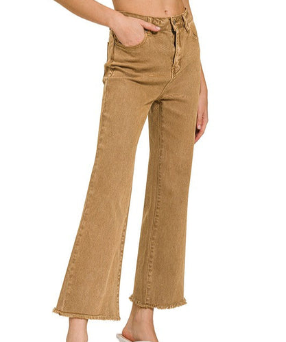 Acid Washed Frayed Hem Jeans