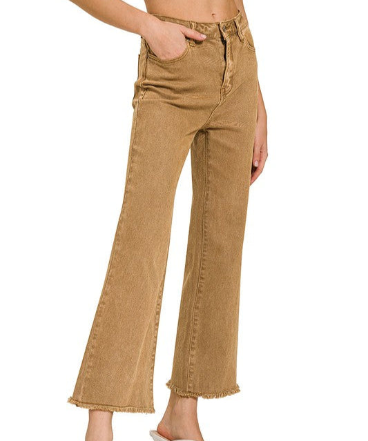 Acid Washed Frayed Hem Jeans