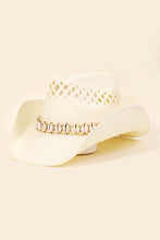Load image into Gallery viewer, Cowrie Shell Straw Cowboy Hat