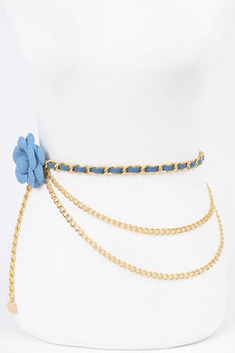 Rose denim Chain Belt