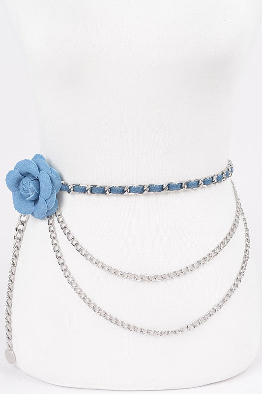 Rose denim Chain Belt