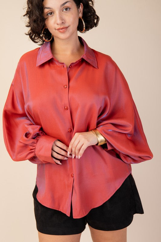 Long Bubble Sleeve Blouse