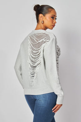 Kris Distressed Metallic Sweater