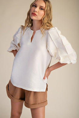 Round Neck Quilted Detail Top