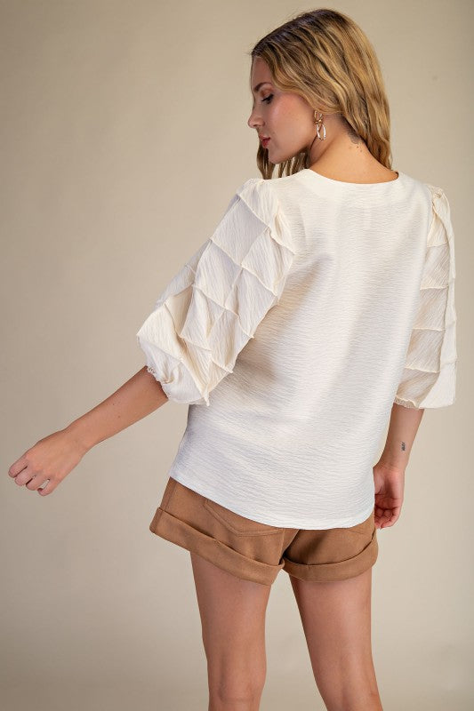 Round Neck Quilted Detail Top