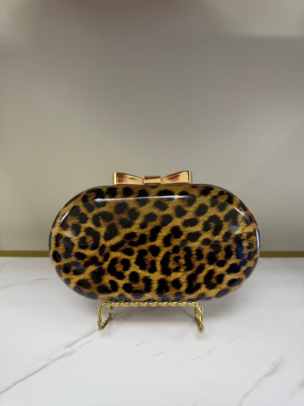 Leopard Pill Shape Clutch