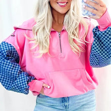 Load image into Gallery viewer, Checkered Denim Hoodie