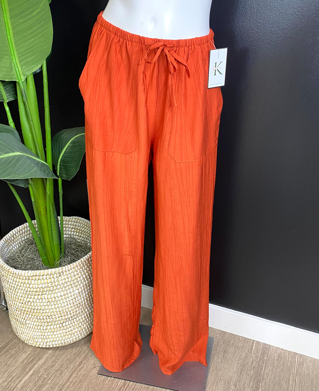 Linen Blend Palazzo Pants