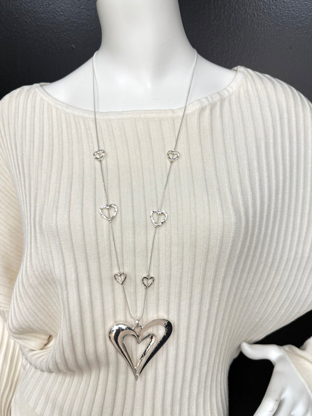 Double Heart Statement Necklace