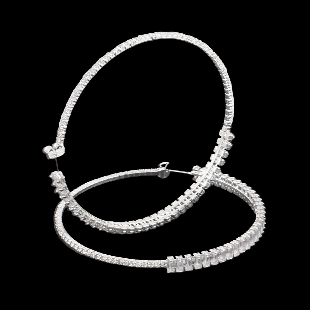 Wide Double Jeweled Hoops