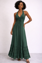 Load image into Gallery viewer, Emerald Whisper Halter Maxi
