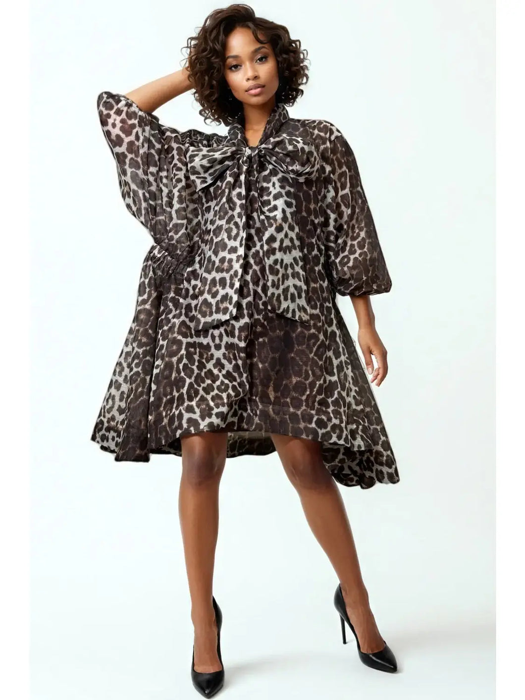 Leopard NeckTie Dress