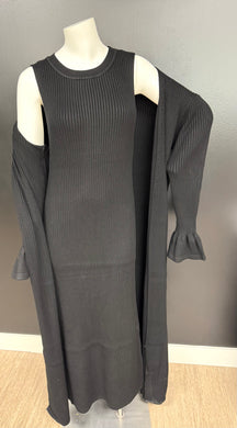 Simple Black Ribbed Sweater Dress