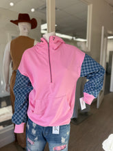 Load image into Gallery viewer, Checkered Denim Hoodie