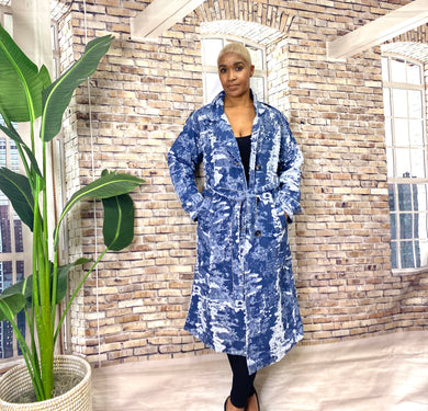 Denim Jacquard Trench Coat