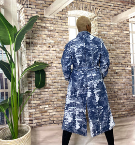 Denim Jacquard Trench Coat