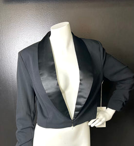 Satin Collar Crop Blazer