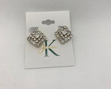 Rhinestone Cluster Clip On Earrings