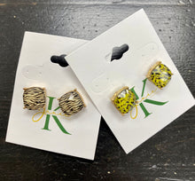Load image into Gallery viewer, Squared Animal Print Studs
