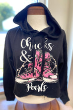 Load image into Gallery viewer, Chucks and Pearls Crop Hoodie