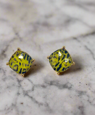 Squared Animal Print Studs