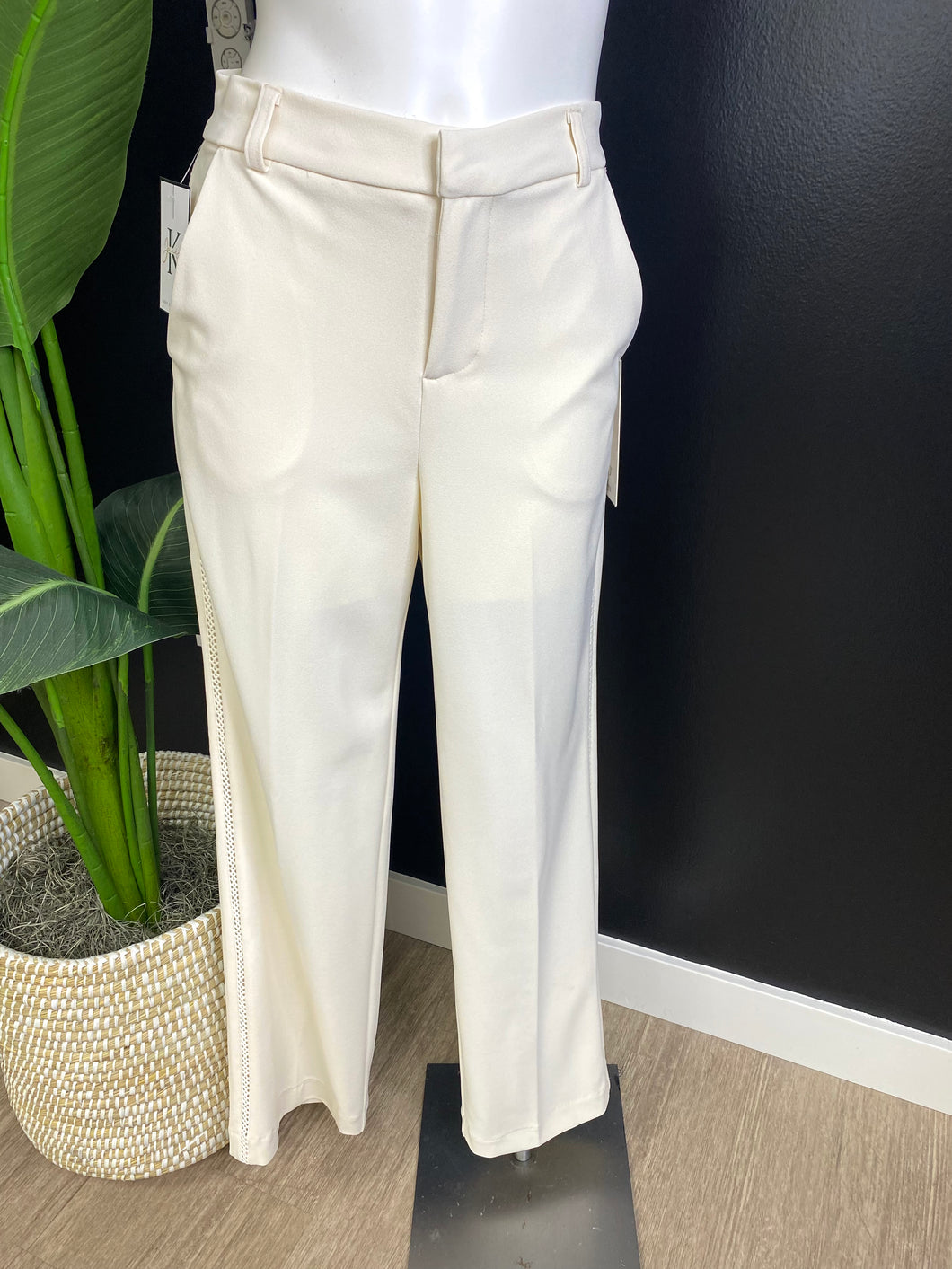 Side Lace Trim High Rise Trousers