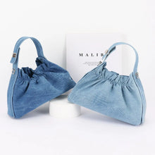 Load image into Gallery viewer, Denim Shoulder Bag with Ruched Design