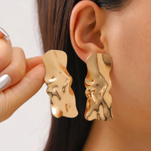 Load image into Gallery viewer, Geometric Textured Metal Earrings