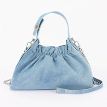 Load image into Gallery viewer, Denim Shoulder Bag with Ruched Design