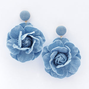 Floral Denim Earrings