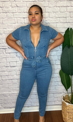 Snatched Denim Jumpsuit