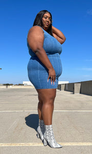 Snatched Denim Dress • Curve