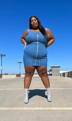 Snatched Denim Dress • Curve