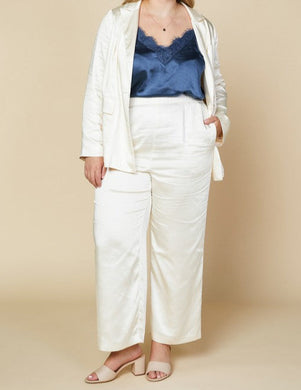 Cream Dull Satin Pants