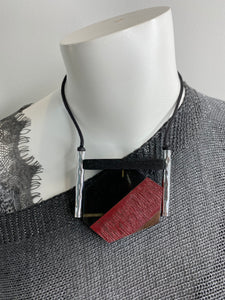 Ruby Geometric Resin Wood Necklace