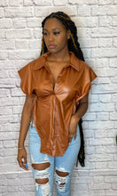 Load image into Gallery viewer, Tailored Faux Leather Blouse